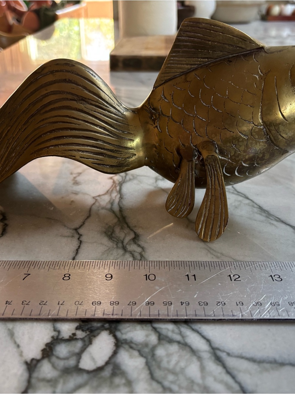 Large Brass Koi Fish Statue